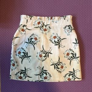 Topshop light pink floral mini skirt with ruffle detail